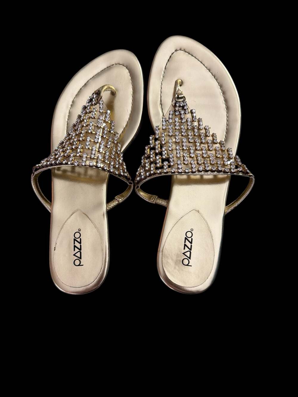 Pazzo Gold Rhinestone Embellished Thong Sandals